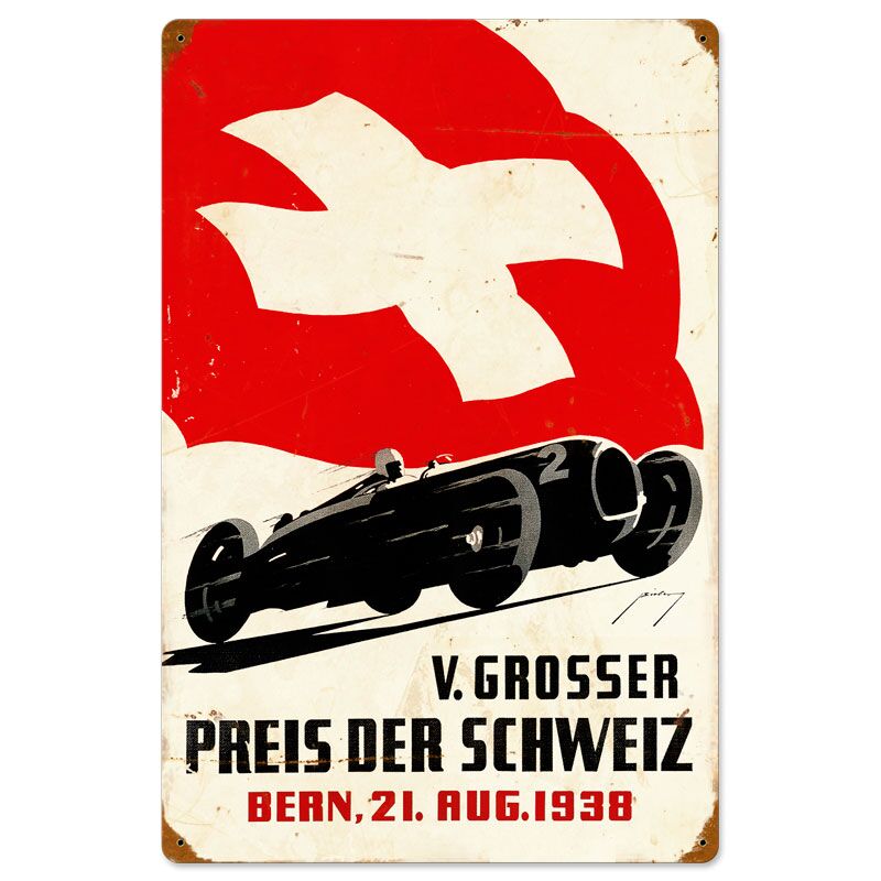 Retro Sign Racing Swiss Car Race Vintage Sign | Garage Art™